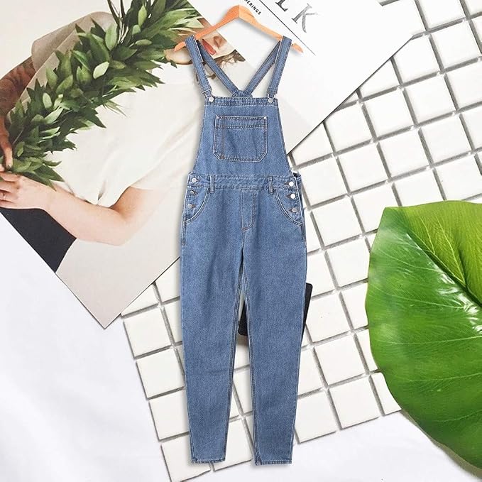 23#slim Fit Stretchy Pants Jumpsuit-blue