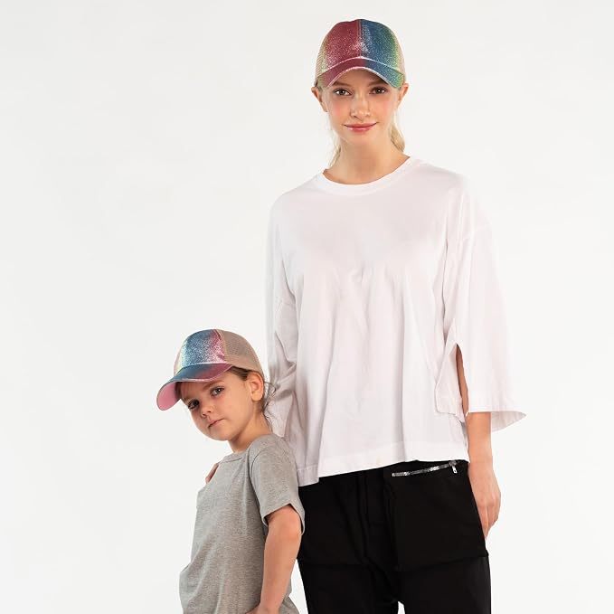 A Elastic Band-ombre Sparkle Glitter Pink-kids
