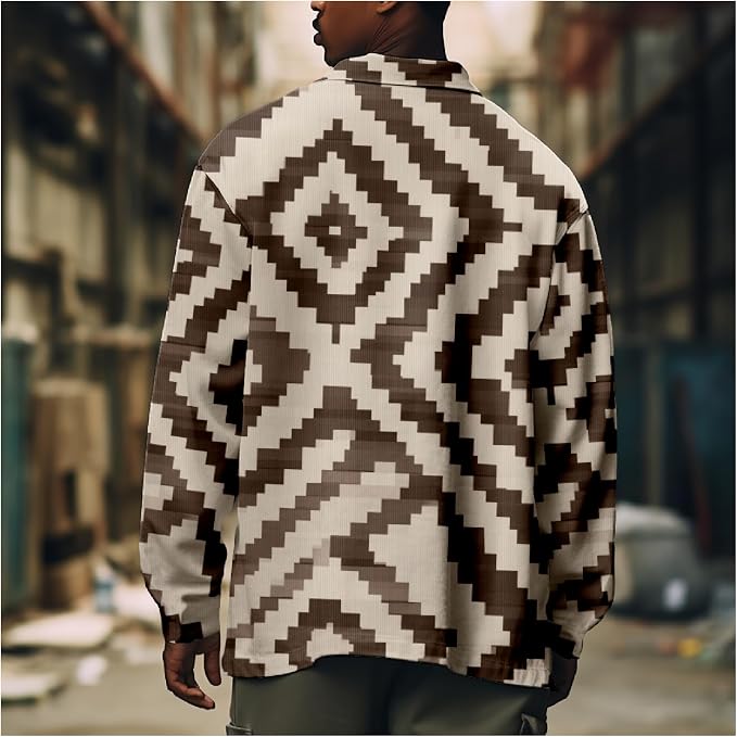 Mens Retro Aztec Ethnic Print Shirt Jacket 02