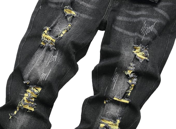 C#black Yellow Jeans