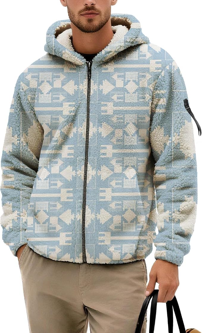 Mens Aztec Print Fleece Hoodie 10