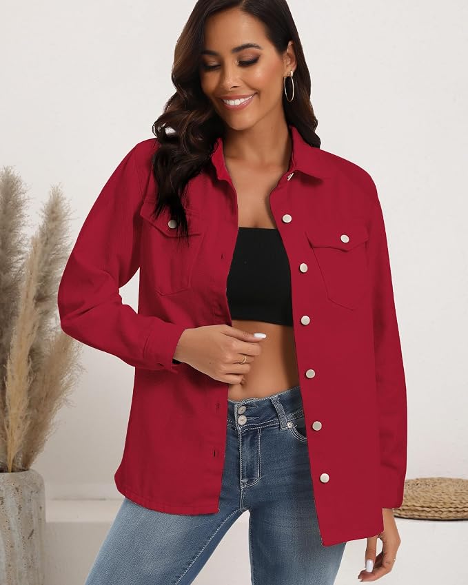 Red Oversized Denim Jacket