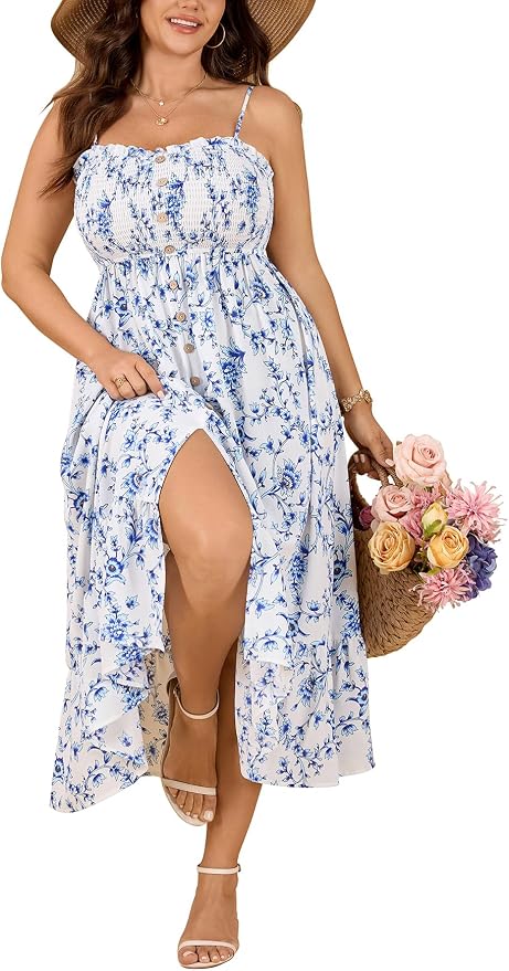 White Blue Floral