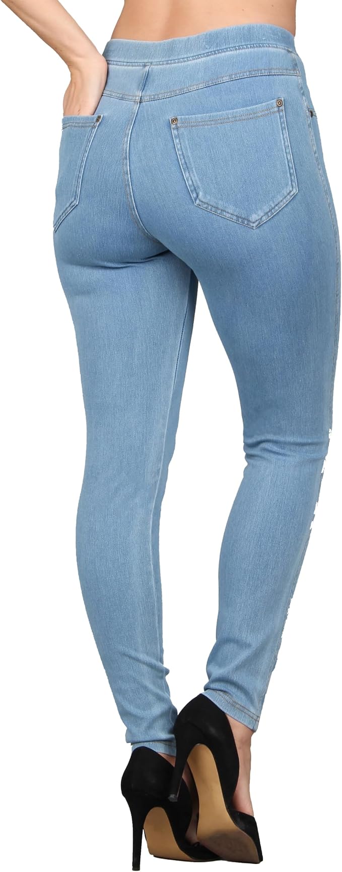 Light Blue With Gold Stitching