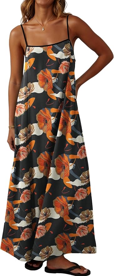 Floral Black Orange