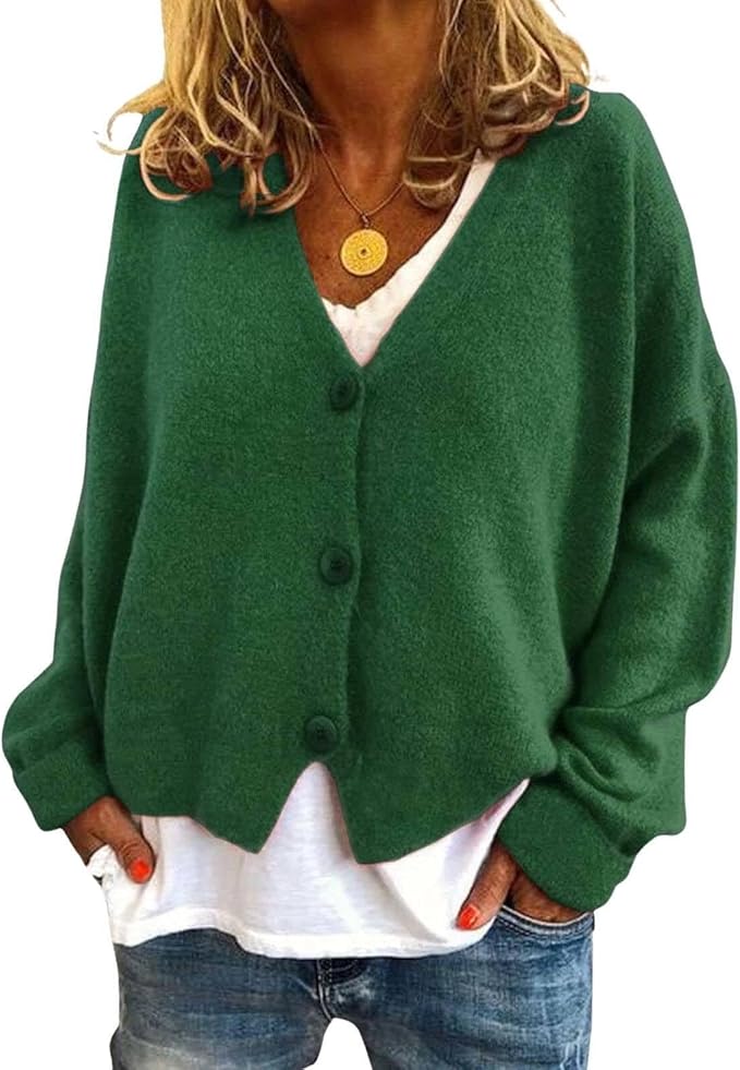 Womens Loose Cropped Sweater Cardigan 04