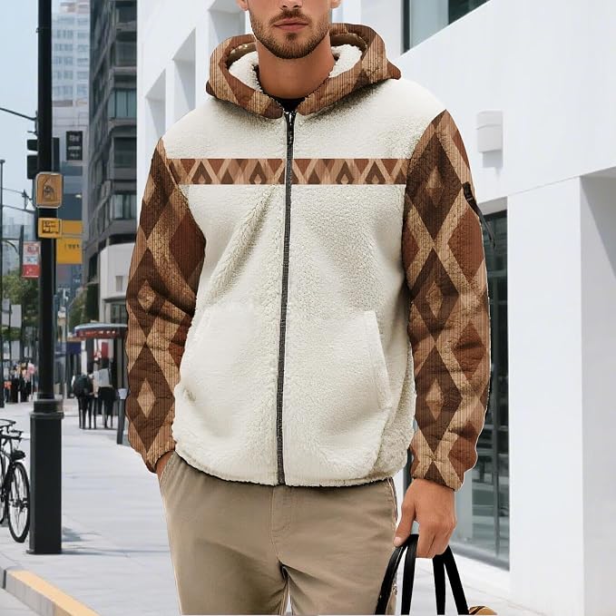 Mens Aztec Print Fleece Hoodie 04