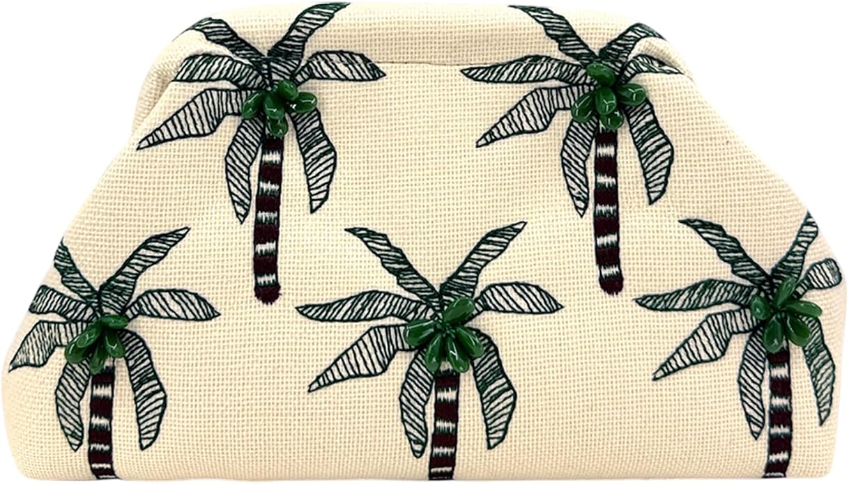 Beige Coconut Tree Embroidered