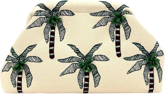 Beige Coconut Tree Embroidered