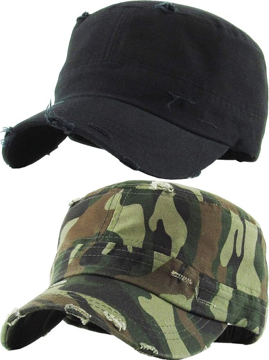 2 Pack - Distressed Black & Camo