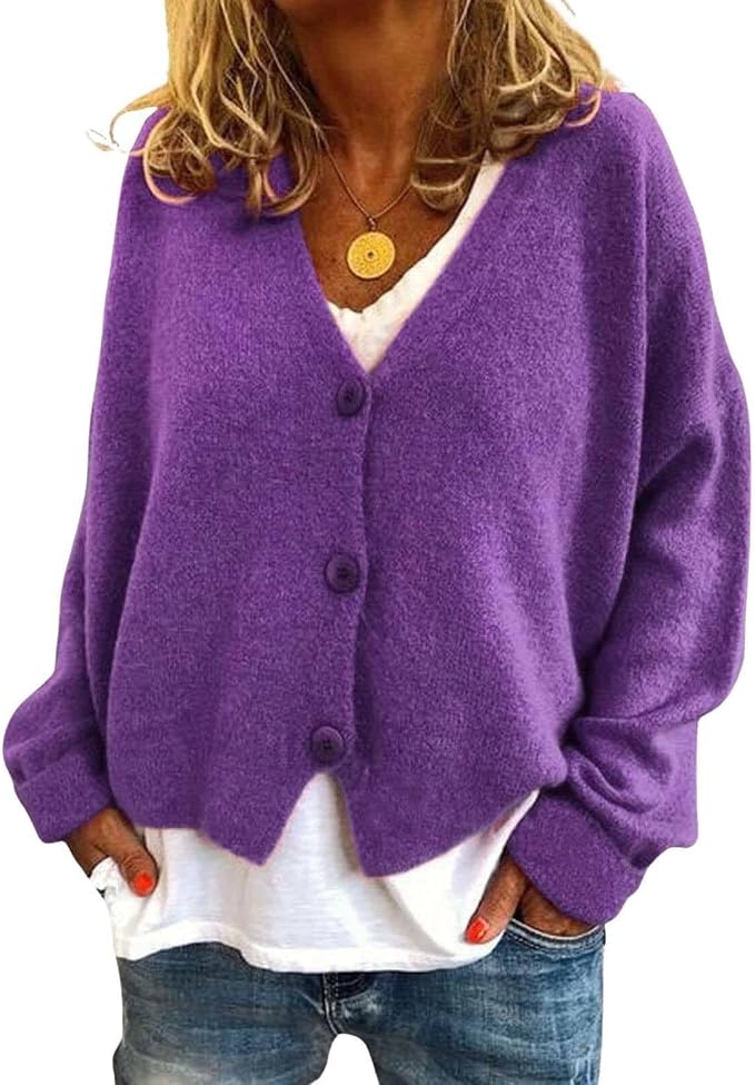 Womens Loose Cropped Sweater Cardigan 02