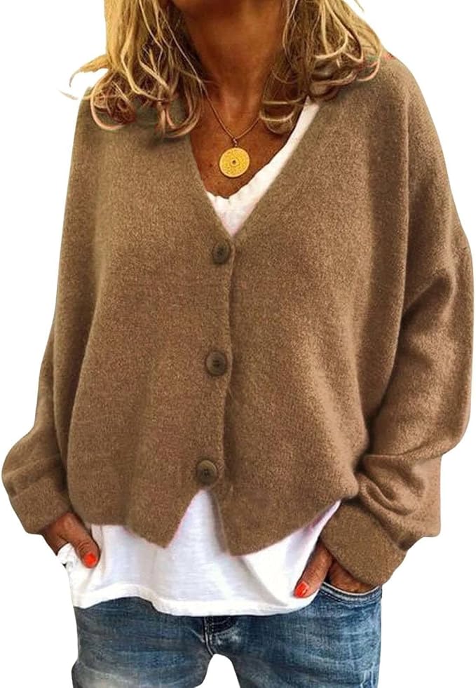Womens Loose Cropped Sweater Cardigan 05