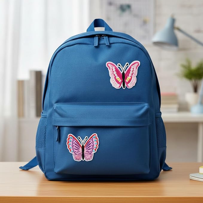 12 Pink butterfly patches