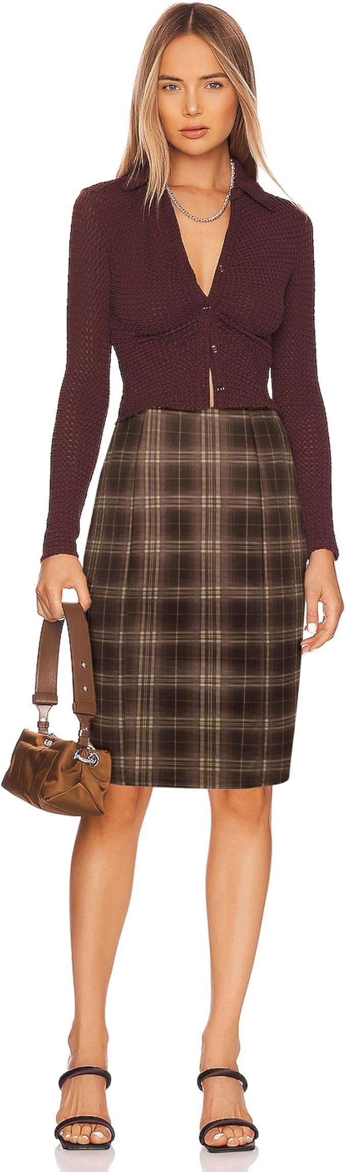 Plaid Brown White