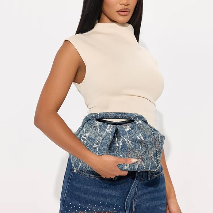 Sequin Denim Tower Star