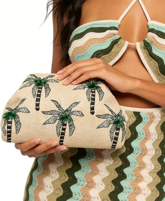 Linen Coconut Tree Embroidered