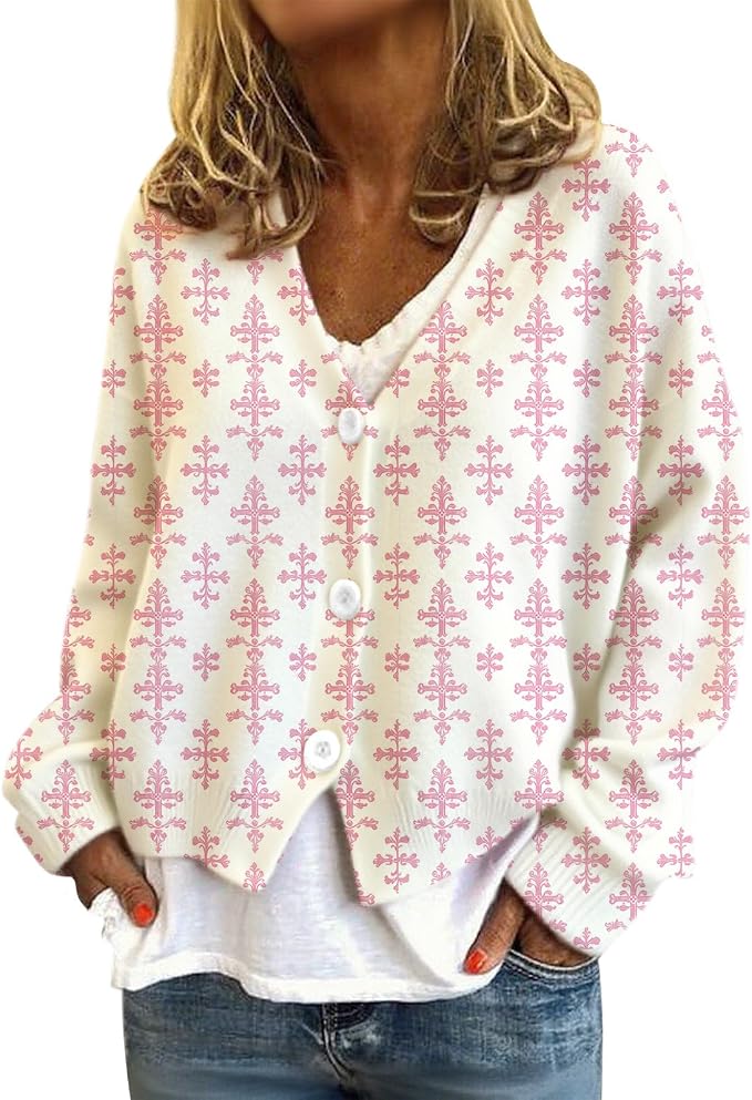 Womens Loose V-neck Cropped Cardigan 07