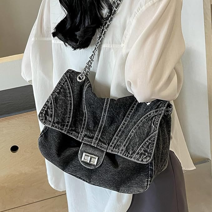 #C Black Denim Bag