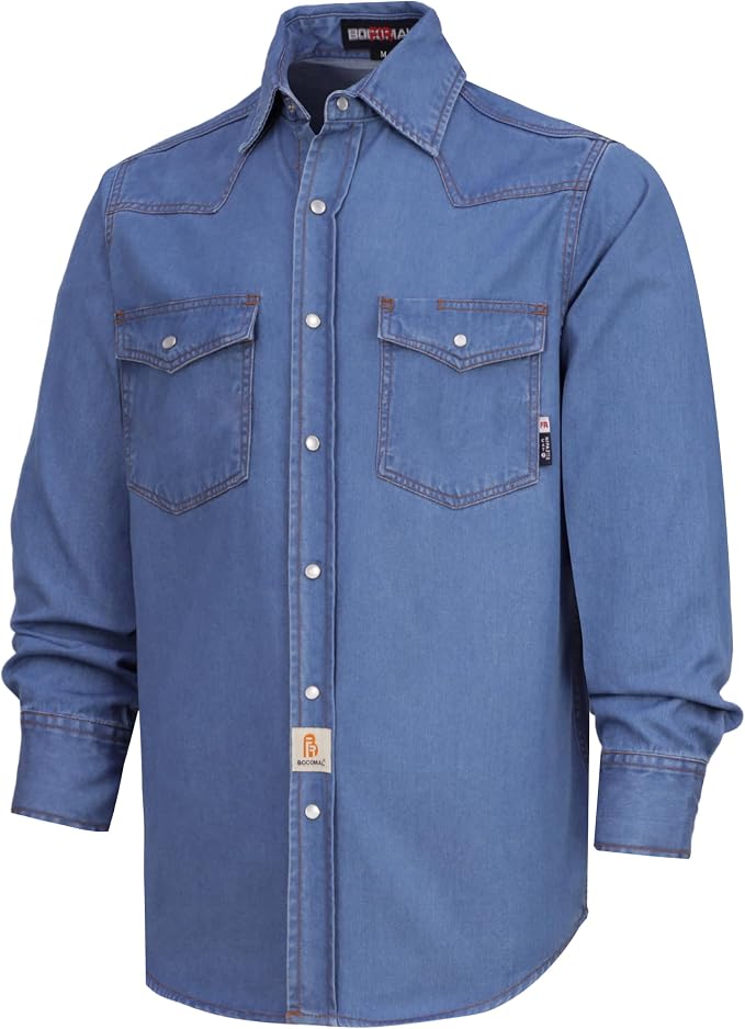 Pearl Snap Denim Light Blue