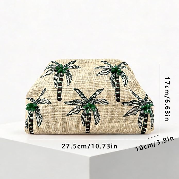 Linen Coconut Tree Embroidered