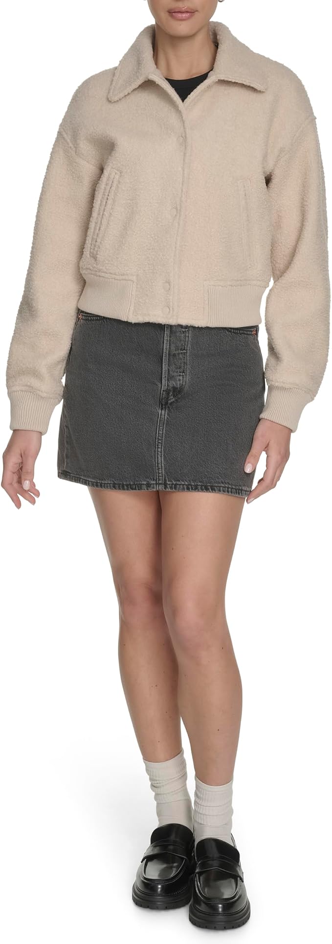 Cream Boucle Laydown Collar
