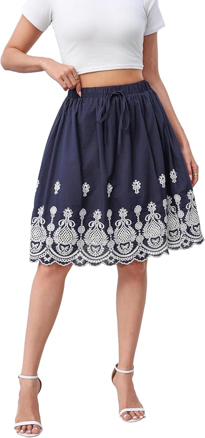 Navy With White Embroidery
