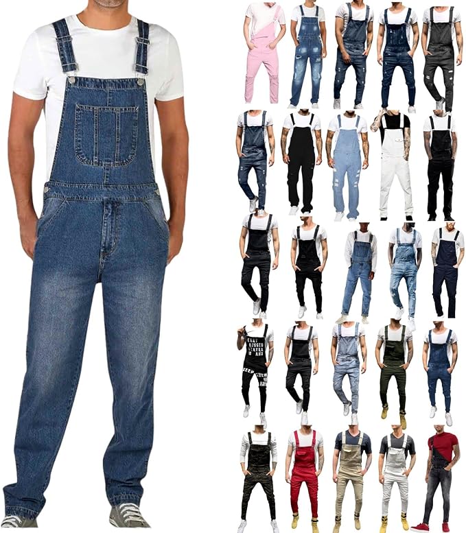 01#denim Bib Overalls for Men-light Blue