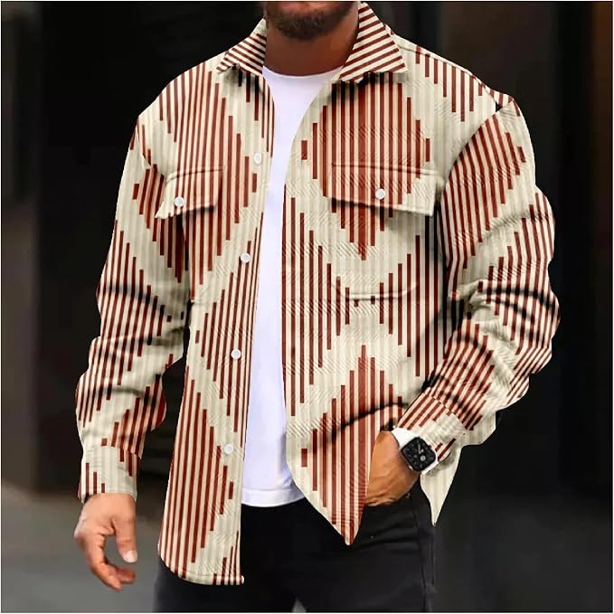 Mens Retro Aztec Ethnic Print Shirt Jacket 20