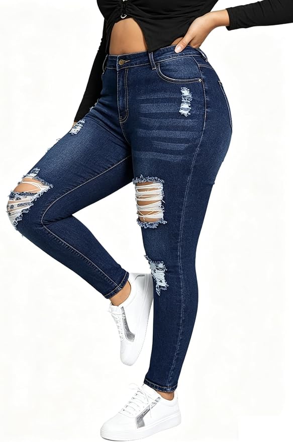 Distressed Skinny Dark Blue