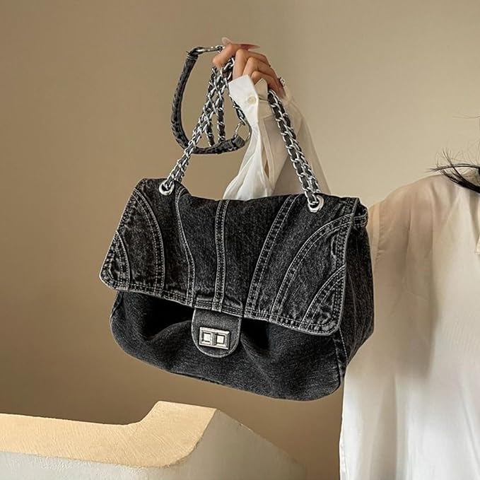 #C Black Denim Bag