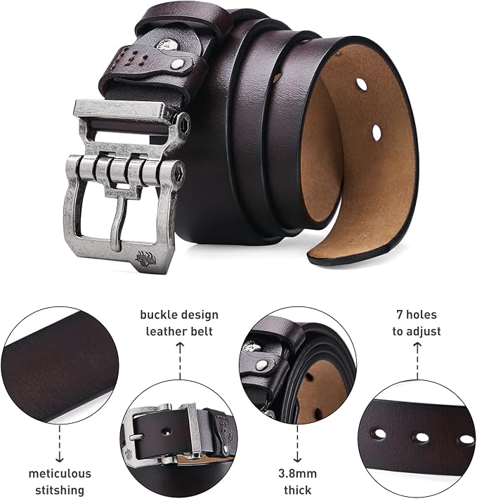 Silver Buckle+coffee Belt