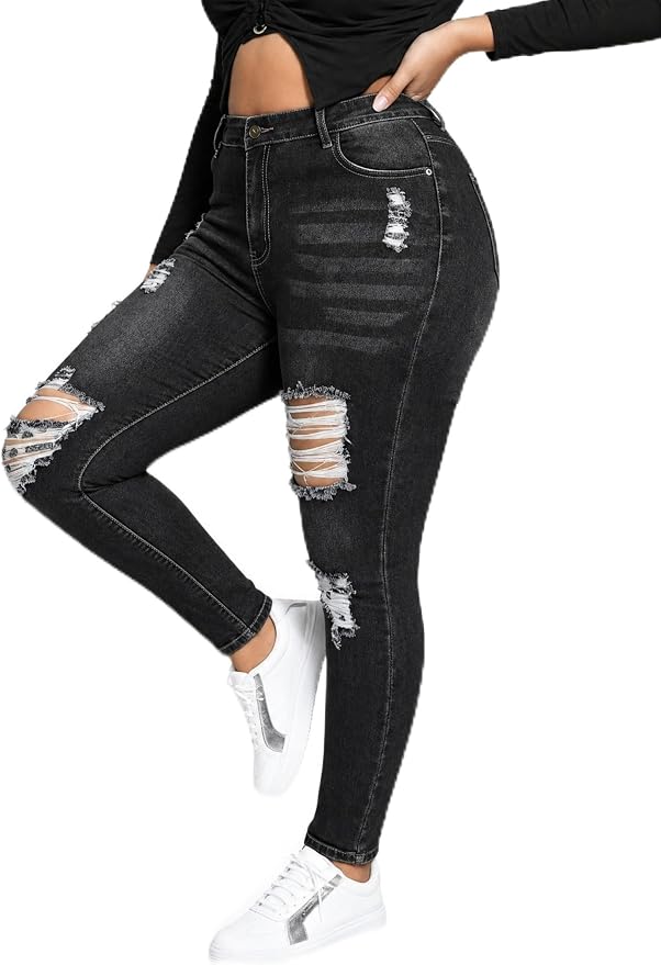 Distressed Skinny Black