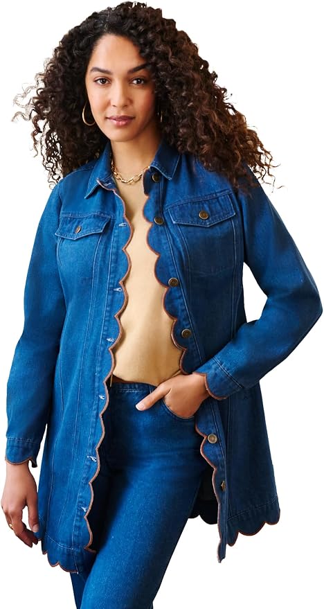 Medium Stonewash Scallop Embroidery