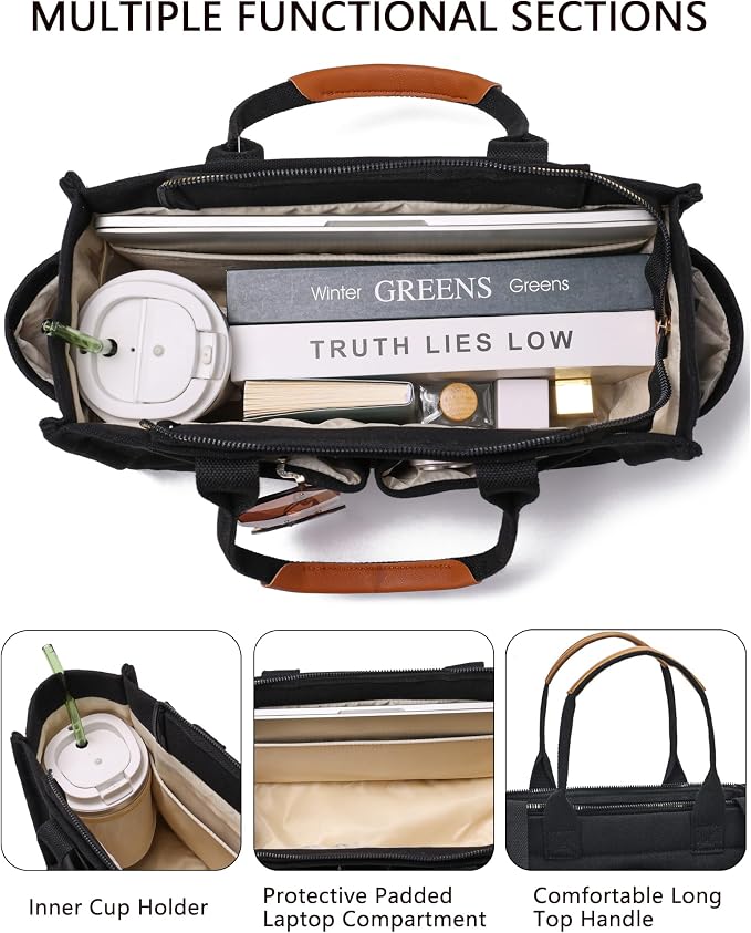 New Upgrade Black With Compartments and Inner Cup Holders