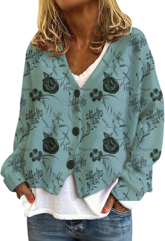 Womens Loose V-neck Cropped Cardigan 09