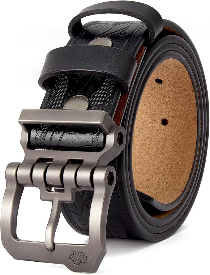 Silver Buckle+black Printed Belt