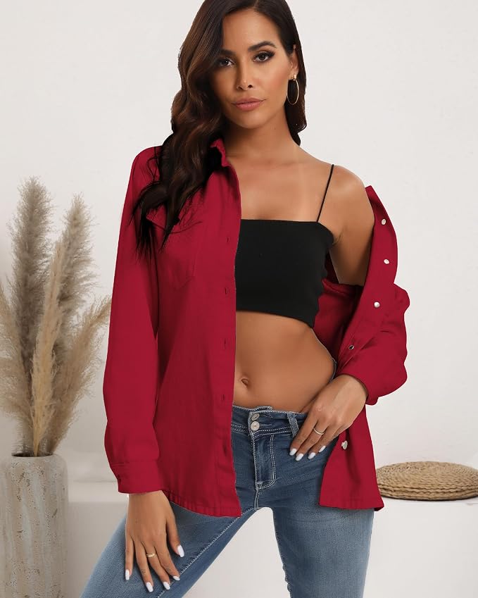 Red Oversized Denim Jacket