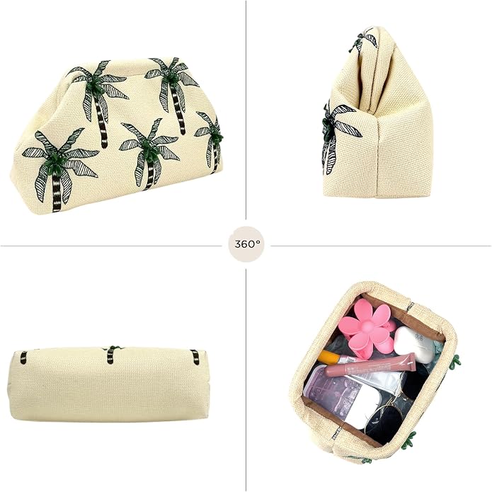 Beige Coconut Tree Embroidered