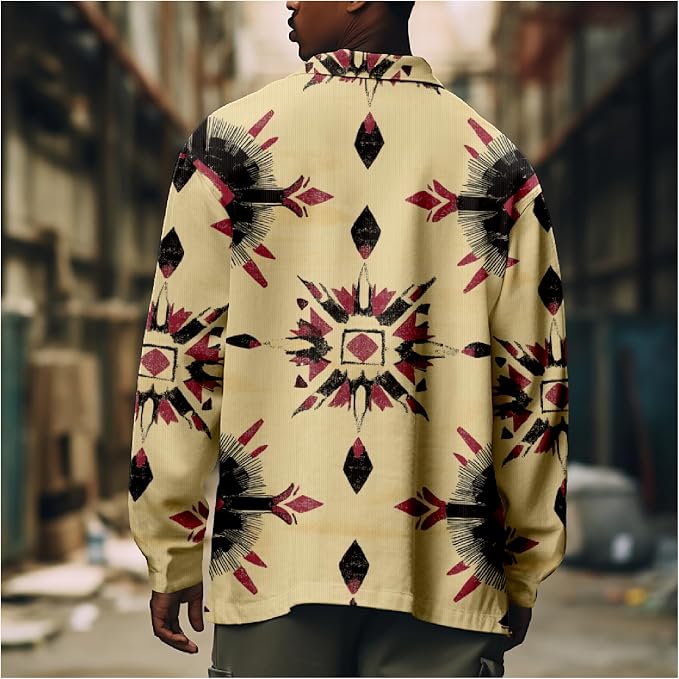 Mens Retro Aztec Ethnic Print Shirt Jacket 12