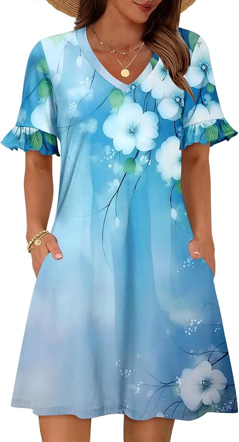 Blue White Floral