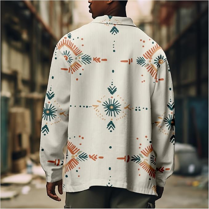 Mens Retro Aztec Ethnic Print Shirt Jacket 16