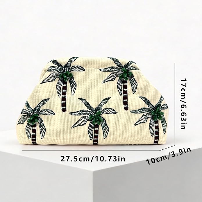 Beige Coconut Tree Embroidered