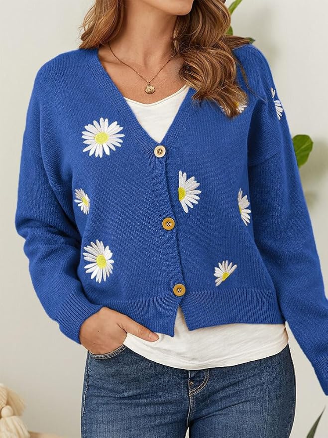 Daisy Floral Print Sweater Cardigan 04