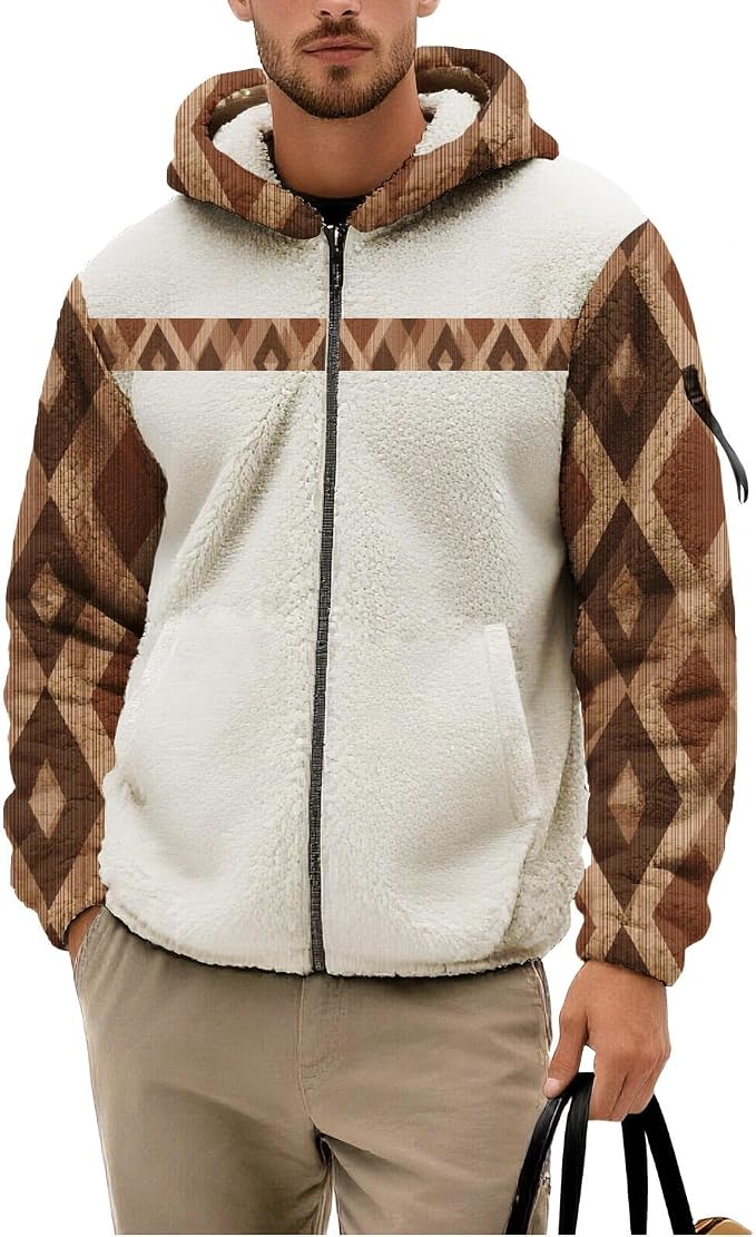Mens Aztec Print Fleece Hoodie 04