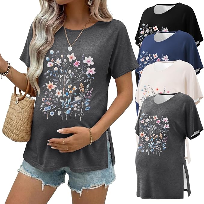 Apricot/Black/Blue/Dark Gray Floral