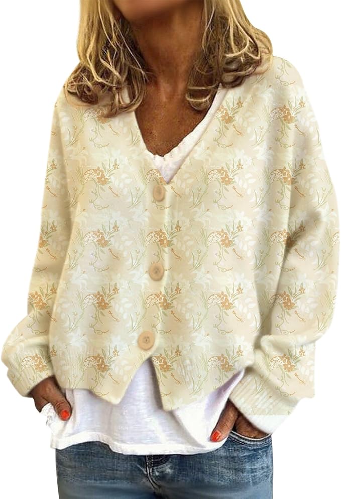 Womens Loose V-neck Cropped Cardigan 10