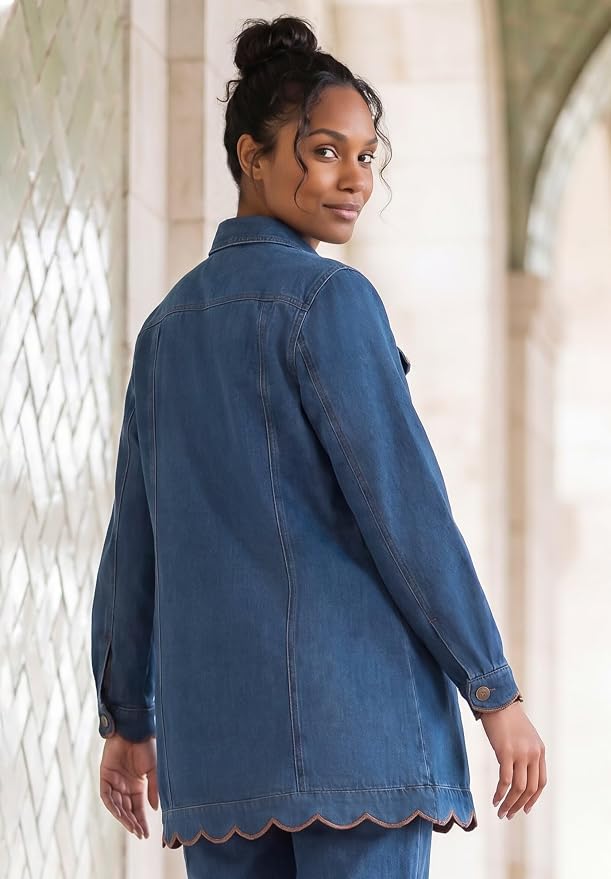 Medium Stonewash Scallop Embroidery