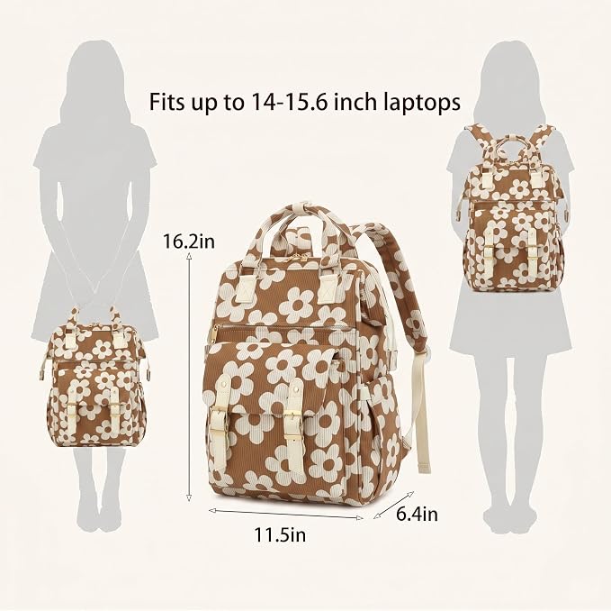 Corduroy Large Floral Brown