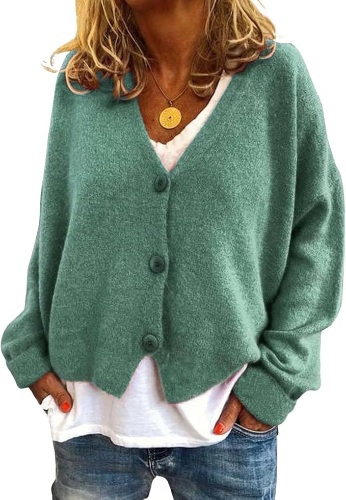 Womens Loose Cropped Sweater Cardigan 01
