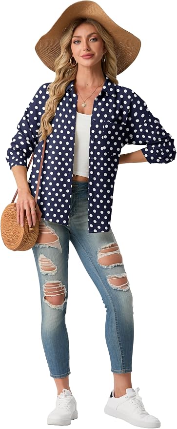 Navy O08 Polka Dot